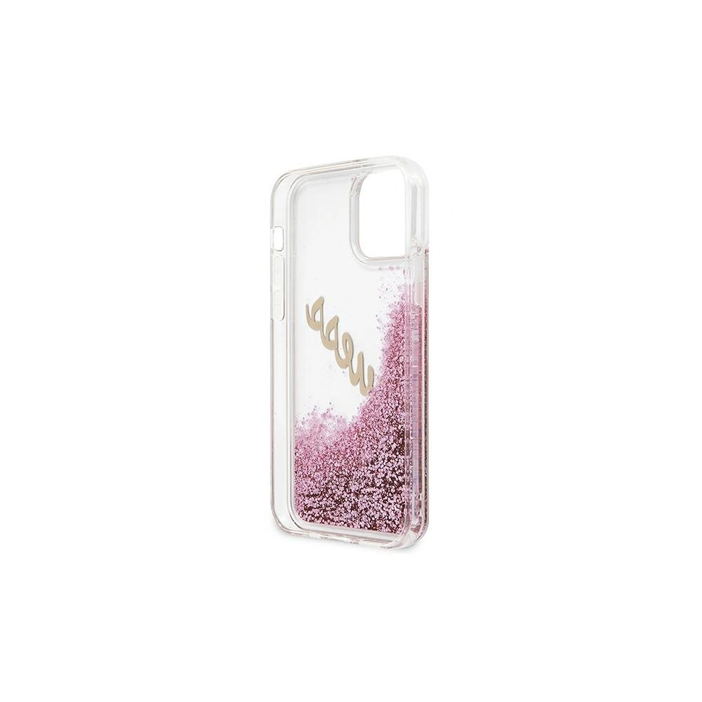 Etui Guess GUHCP12SGLVSPI Apple iPhone 12 mini różowy/pink hardcase Glitter Vintage Script