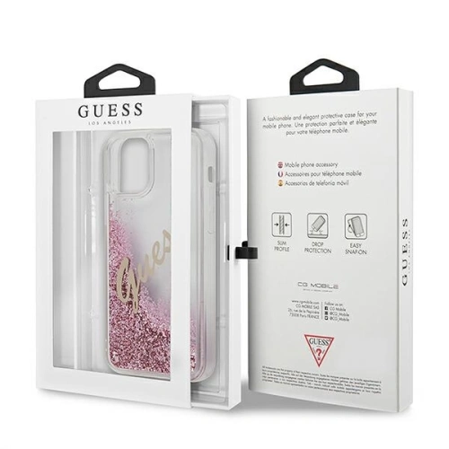 Kup Etui Guess GUHCP12SGLVSPI Apple iPhone 12 mini różowy/pink hardcase Glitter Vintage Script - GUE899PNK - {ean13} - Sklep Home Screen