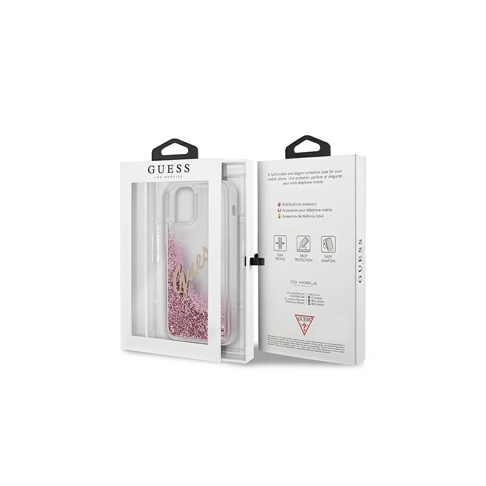 Etui Guess GUHCP12SGLVSPI Apple iPhone 12 mini różowy/pink hardcase Glitter Vintage Script