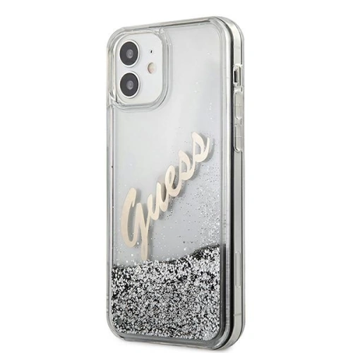 Kup Etui Guess GUHCP12SGLVSSI Apple iPhone 12 mini argintiu/silver hardcase Glitter Vintage Script - GUE900SLV - {ean13} - Sklep Home Screen