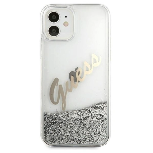 Kup Etui Guess GUHCP12SGLVSSI Apple iPhone 12 mini ezüst/silver hardcase Glitter Vintage Script - GUE900SLV - {ean13} - Sklep Home Screen