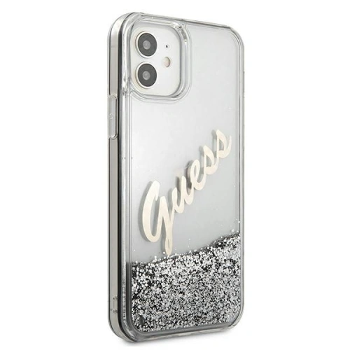 Kup Etui Guess GUHCP12SGLVSSI Apple iPhone 12 mini argintiu/silver hardcase Glitter Vintage Script - GUE900SLV - {ean13} - Sklep Home Screen