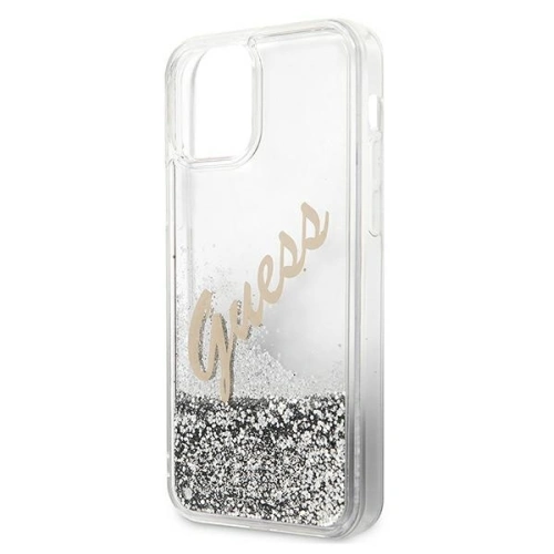 Kup Etui Guess GUHCP12SGLVSSI Apple iPhone 12 mini argintiu/silver hardcase Glitter Vintage Script - GUE900SLV - {ean13} - Sklep Home Screen