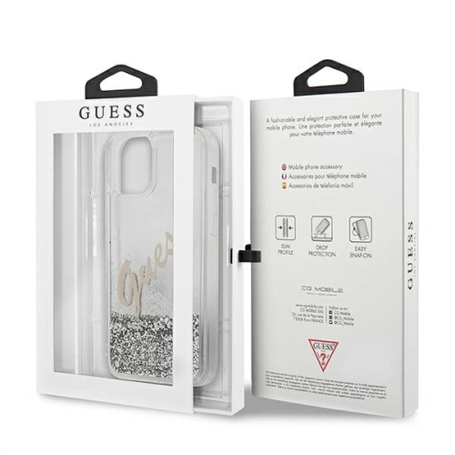 Kup Etui Guess GUHCP12SGLVSSI Apple iPhone 12 mini argintiu/silver hardcase Glitter Vintage Script - GUE900SLV - {ean13} - Sklep Home Screen