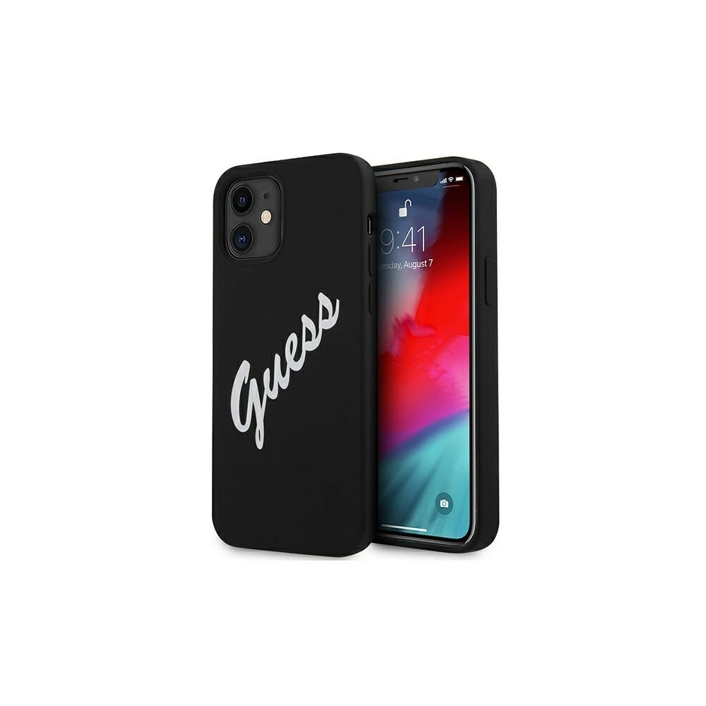 Etui Guess GUHCP12SLSVSBW Apple iPhone 12 mini czarno biały/black white hardcase Silicone Vintage