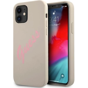 Buy Guess GUHCP12SLSVSGP Apple iPhone 12 mini grey pink hardcase Silicone Vintage - GUE904GRYPNK - {ean13} - Home Screen Store Europe