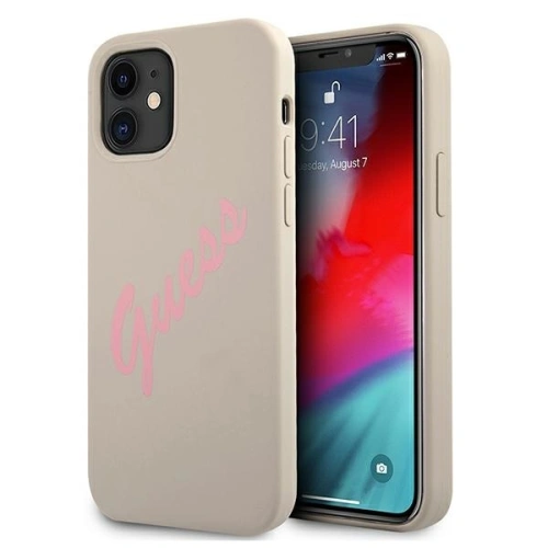 Kup Etui Guess GUHCP12SLSVSGP Apple iPhone 12 mini šedo růžový/grey pink hardcase Silicone Vintage - GUE904GRYPNK - {ean13} - Sklep Home Screen