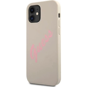 Buy Guess GUHCP12SLSVSGP Apple iPhone 12 mini grey pink hardcase Silicone Vintage - GUE904GRYPNK - {ean13} - Home Screen Store Europe