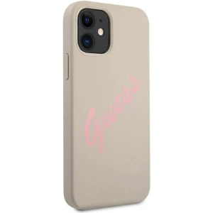 Buy Guess GUHCP12SLSVSGP Apple iPhone 12 mini grey pink hardcase Silicone Vintage - GUE904GRYPNK - {ean13} - Home Screen Store Europe