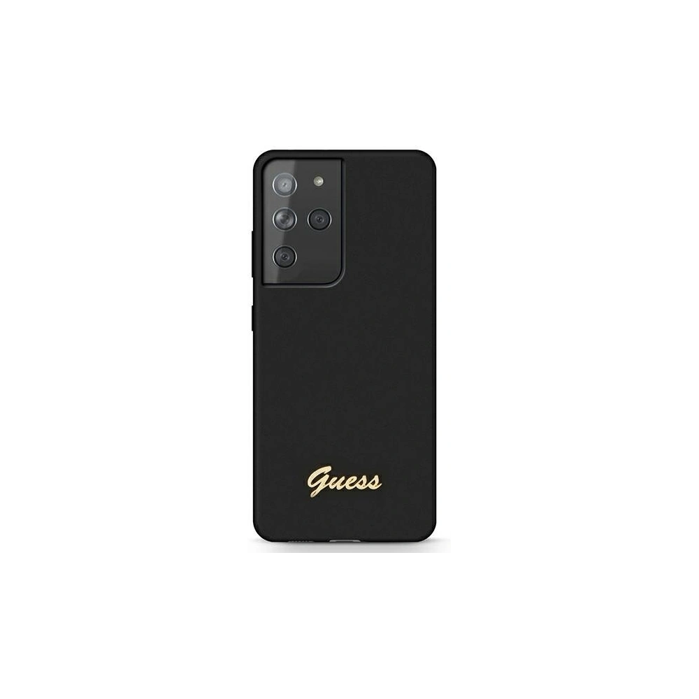 Etui Guess GUHCS21LLSLMGBK Samsung Galaxy S21 Ultra czarny/black hardcase Silicone Script Metal Logo