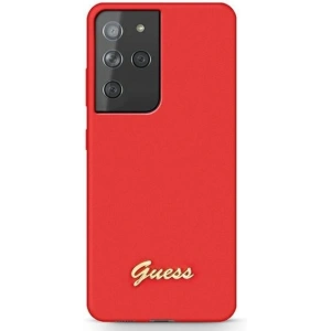 Buy Guess GUHCS21LLSLMGRE Samsung Galaxy S21 Ultra red hardcase Silicone Script Metal Logo - GUE910RED - {ean13} - Home Screen Store Europe