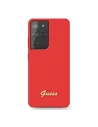 Guess GUHCS21LLSLMGRE Samsung Galaxy S21 Ultra red hardcase Silicone Script Metal Logo