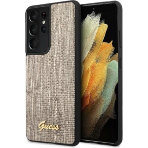 Buy Guess GUHCS21LPCUMLLIGO Samsung Galaxy S21 Ultra gold hardcase Lizard Collection - GUE911GLD - {ean13} - Home Screen Store Europe