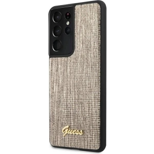Buy Guess GUHCS21LPCUMLLIGO Samsung Galaxy S21 Ultra gold hardcase Lizard Collection - GUE911GLD - {ean13} - Home Screen Store Europe
