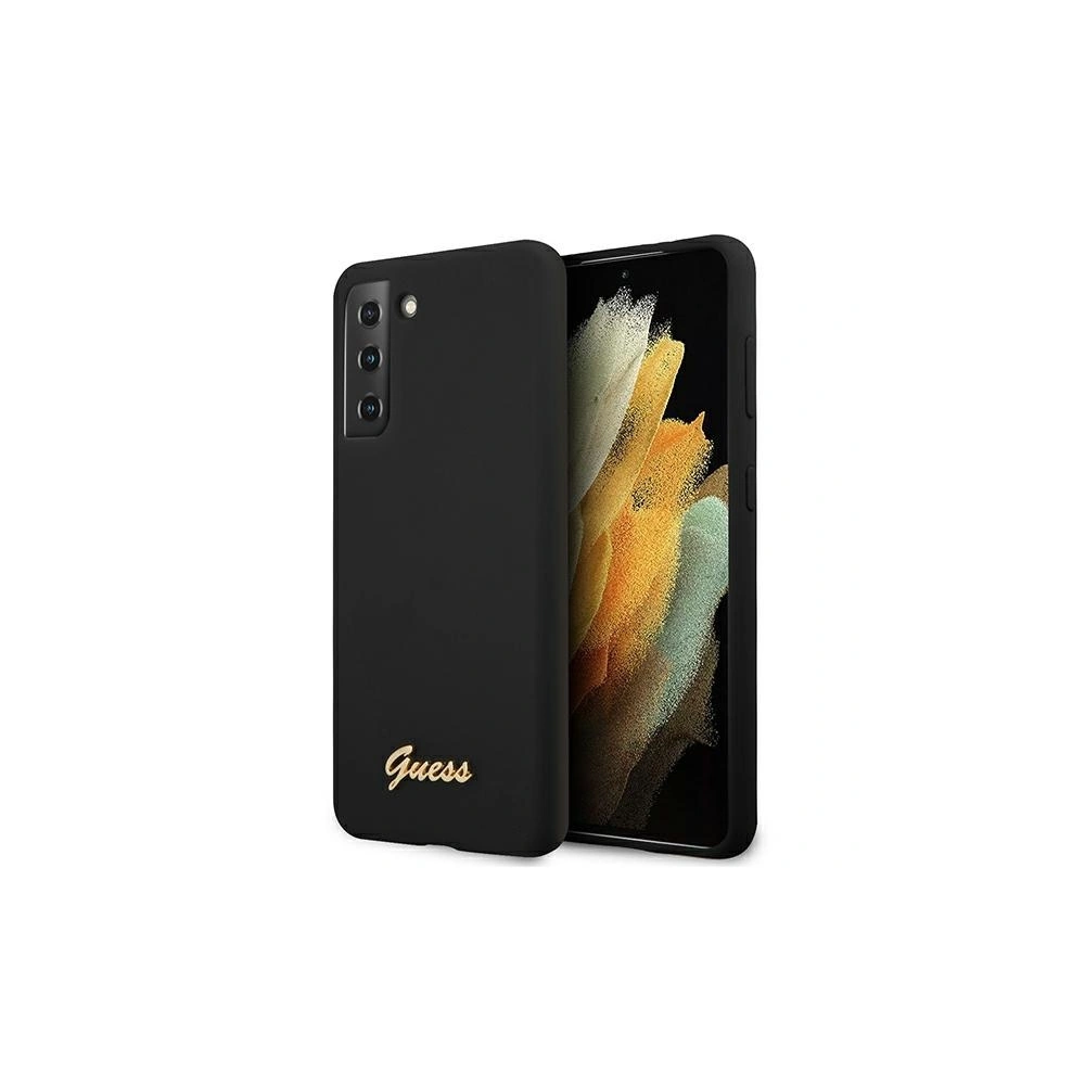 Etui Guess GUHCS21MLSLMGBK Samsung Galaxy S21+ Plus czarny/black hardcase Silicone Script Metal Logo