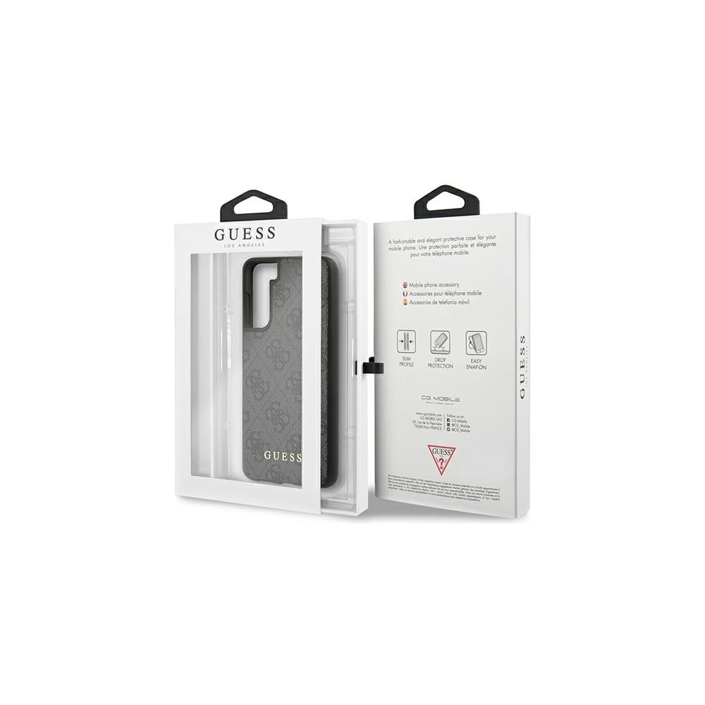 Etui Guess GUHCS21SG4GFGR Samsung Galaxy S21 szary/grey hard case 4G Metal Gold Logo