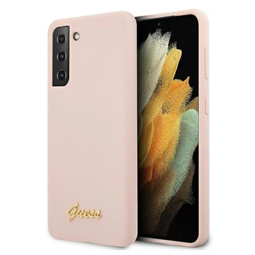 Buy Guess GUHCS21SLSLMGLP Samsung Galaxy S21 pink hardcase Silicone Script Metal Logo - GUE922PNK - {ean13} - Home Screen Store Europe