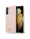 Etui Guess GUHCS21SLSLMGLP Samsung Galaxy S21 rózsaszín/pink kemény tok Szilikon Írás Fém Logó