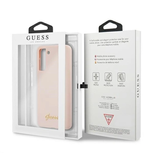 Kup Etui Guess GUHCS21SLSLMGLP Samsung Galaxy S21 růžový/pink hardcase silikonový script metal logo - GUE922PNK - {ean13} - Sklep Home Screen