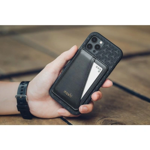 Kup Portofel magnetic Moshi Slim Wallet (Sistem SnapTo™) (Negru Jet) - MOSH134BLK - {ean13} - Sklep Home Screen