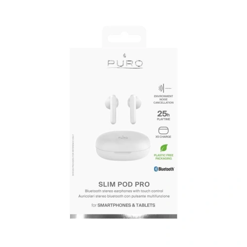 Buy PURO Earphones Slim Pod Pro TWS Bluetooth 5.0 IPX5 (white) - PUR396WHT - {ean13} - Home Screen Store Europe