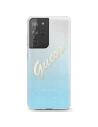 Etui Guess GUHCS21LPCUGLSBL Samsung Galaxy S21 Ultra modrý/blue hardcase Glitter Gradient Script