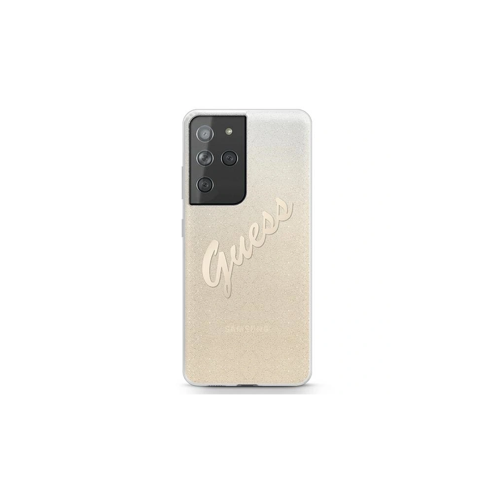 Etui Guess GUHCS21LPCUGLSGO Samsung Galaxy S21 Ultra złoty/gold hardcase Glitter Gradient Script