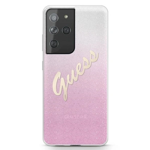 Kup Etui Guess GUHCS21LPCUGLSPI Samsung Galaxy S21 Ultra rózsaszín/pink hardcase Glitter Gradient Script - GUE932PNK - {ean13} - Sklep Home Screen