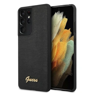 Buy Guess GUHCS21LPCUMLLIBK Samsung Galaxy S21 Ultra black hardcase Lizard Collection - GUE933BLK - {ean13} - Home Screen Store Europe