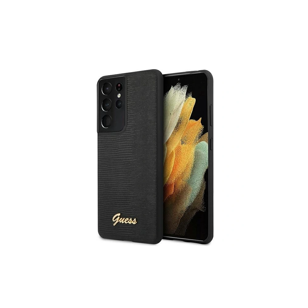 Etui Guess GUHCS21LPCUMLLIBK Samsung Galaxy S21 Ultra czarny/black hardcase Lizard Collection