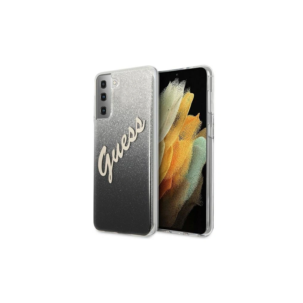 Etui Guess GUHCS21MPCUGLSBK Samsung Galaxy S21+ Plus czarny/black hardcase Glitter Gradient Script