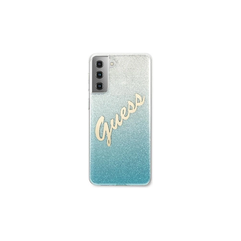 Etui Guess GUHCS21MPCUGLSBL Samsung Galaxy S21+ Plus niebieski/blue hardcase Glitter Gradient Script