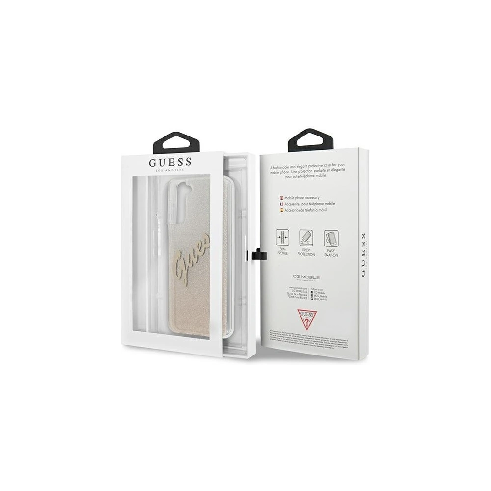 Etui Guess GUHCS21MPCUGLSGO Samsung Galaxy S21+ Plus złoty/gold hardcase Glitter Gradient Script