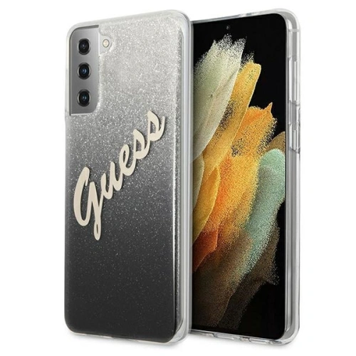 Buy Guess GUHCS21SPCUGLSBK Samsung Galaxy S21 black hardcase Glitter Gradient Script - GUE938BLK - {ean13} - Home Screen Store Europe