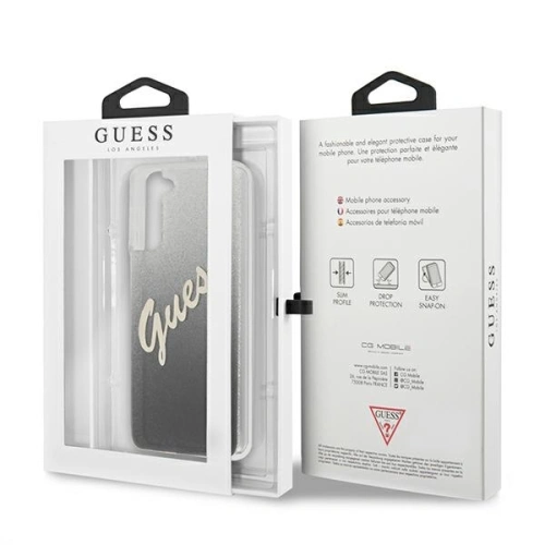 Buy Guess GUHCS21SPCUGLSBK Samsung Galaxy S21 black hardcase Glitter Gradient Script - GUE938BLK - {ean13} - Home Screen Store Europe