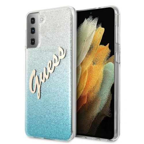 Buy Guess GUHCS21SPCUGLSBL Samsung Galaxy S21 blue hardcase Glitter Gradient Script - GUE939BLU - {ean13} - Home Screen Store Europe