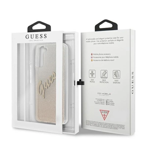 Kup Guess Samsung Tasche GUHCS21SPCUGLSGO Galaxy S21 gold/gold Hartschalengehäuse Glitter Gradient Script - GUE940GLD - {ean13} - Sklep Home Screen