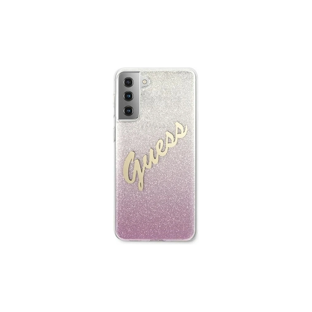 Etui Guess GUHCS21SPCUGLSPI Samsung Galaxy S21 różowy/pink hardcase Glitter Gradient Script