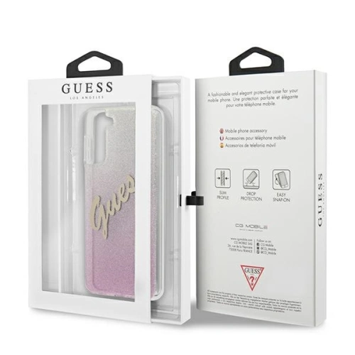 Kup Etui Guess GUHCS21SPCUGLSPI Samsung Galaxy S21 růžový/pink hardcase Glitter Gradient Script - GUE941PNK - {ean13} - Sklep Home Screen