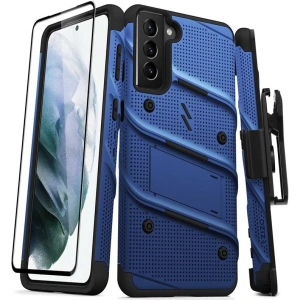 Kup Pancéřové pouzdro Zizo Bolt Cover Samsung Galaxy S21+ Plus se sklem 9H na displej + stojánek & držák na pás (modrý/černý) - ZIZ069BLUBLK - {ean13} - Sklep Home Screen