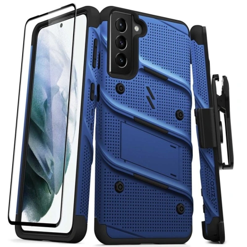Kup Pancéřové pouzdro Zizo Bolt Cover Samsung Galaxy S21+ Plus se sklem 9H na displej + stojánek & držák na pás (modrý/černý) - ZIZ069BLUBLK - {ean13} - Sklep Home Screen