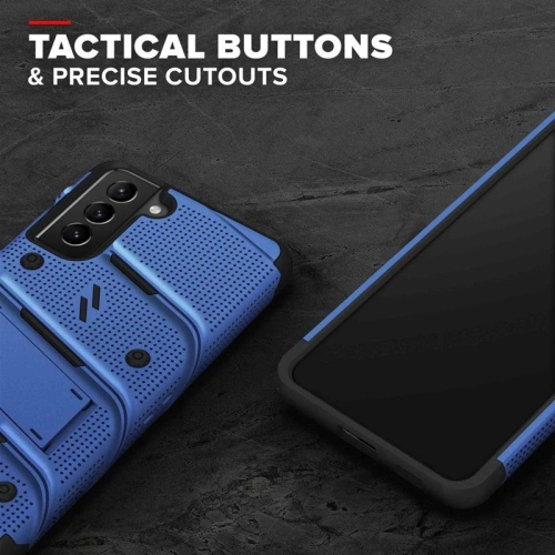 Kup Pancerne etui Zizo Bolt Cover Samsung Galaxy S21 ze szkłem 9H na ekran + podstawka & uchwyt do paska (niebieski/czarny) - ZIZ070BLUBLK - {ean13} - Sklep Home Screen