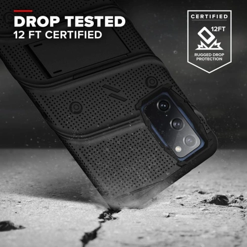 Kup Carcasă de protecție Zizo Bolt Cover Samsung Galaxy S20 FE cu sticlă 9H pentru ecran + suport și prindere pentru curea (negru) - ZIZ071BLK - {ean13} - Sklep Home Screen