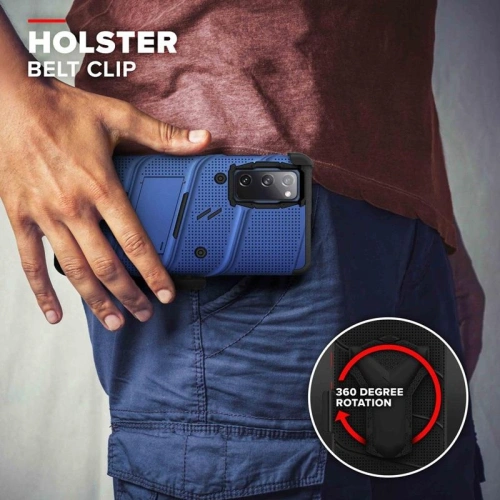 Kup Pancerne etui Zizo Bolt Cover Samsung Galaxy S20 FE ze szkłem 9H na ekran + podstawka & uchwyt do paska (niebieski/czarny) - ZIZ072BLUBLK - {ean13} - Sklep Home Screen