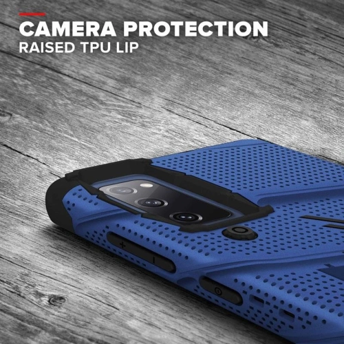 Kup Pancerne etui Zizo Bolt Cover Samsung Galaxy S20 FE ze szkłem 9H na ekran + podstawka & uchwyt do paska (niebieski/czarny) - ZIZ072BLUBLK - {ean13} - Sklep Home Screen