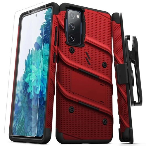 Kup Pancéřové pouzdro Zizo Bolt Cover Samsung Galaxy S20 FE se sklem 9H na displej + stojánek a držák na pásek (červená/černá) - ZIZ073REDBLK - {ean13} - Sklep Home Screen