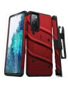 Zizo Bolt Cover - Samsung Galaxy S20 FE armored case with 9H glass for the screen + stand & belt clip (red / black)