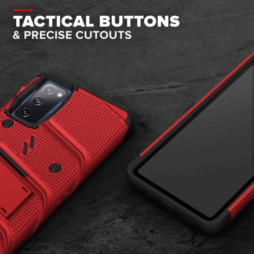 Buy Zizo Bolt Cover - Samsung Galaxy S20 FE armored case with 9H glass for the screen + stand & belt clip (red / black) - ZIZ073REDBLK - {ean13} - Home Screen Store Europe