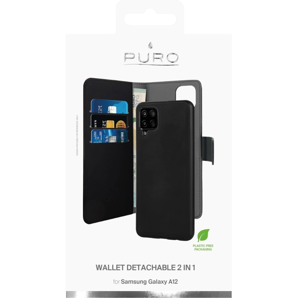 Etui PURO Wallet Detachable 2w1 Samsung Galaxy A12 (czarny)