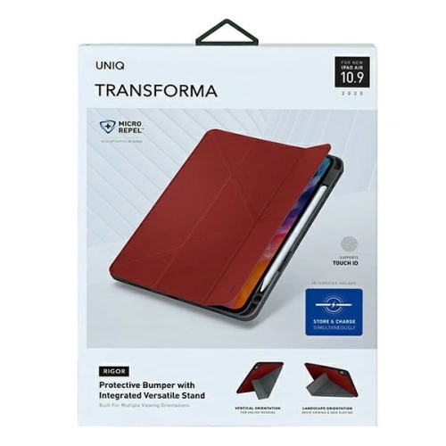 Kup Etui UNIQ Transforma Rigor Apple iPad Air 10.9 2020/2022 (4. és 5. generáció) / iPad Air 11 2024 (6. generáció) piros/coral red Antimicrobial - UNIQ351RED - {ean13} - Sklep Home Screen